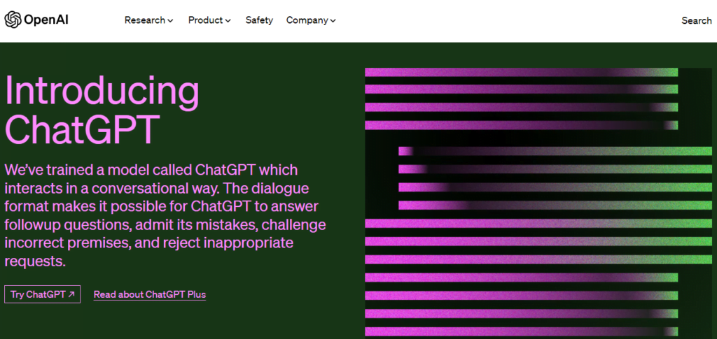 Imagem da tela inicial do ChatGPT
